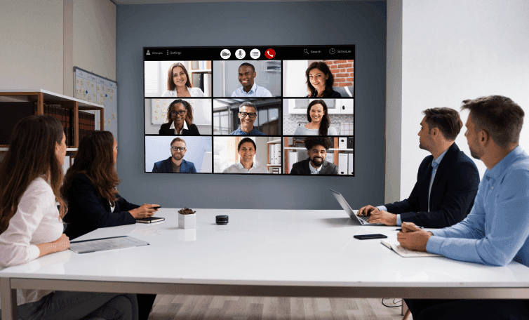 Dedicated development team collaborating on software project - full-service solution